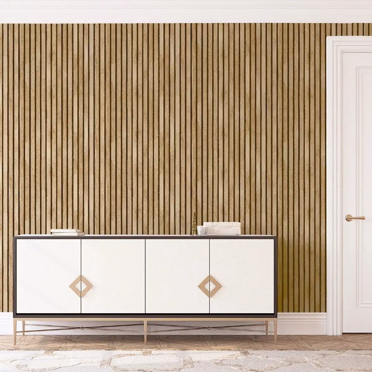 Arthouse Wood Slats Striped Wallpaper in Beige Matt Finish – 4