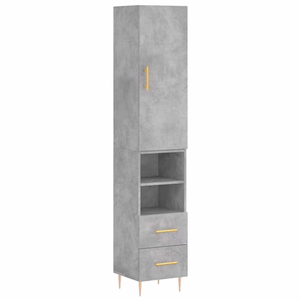 Berkfield Home Modern Highboard in Concrete Grey with Hinged Doors and Internal Shelves, W/D/H: 34.5 x 34 x 180 cm – 3