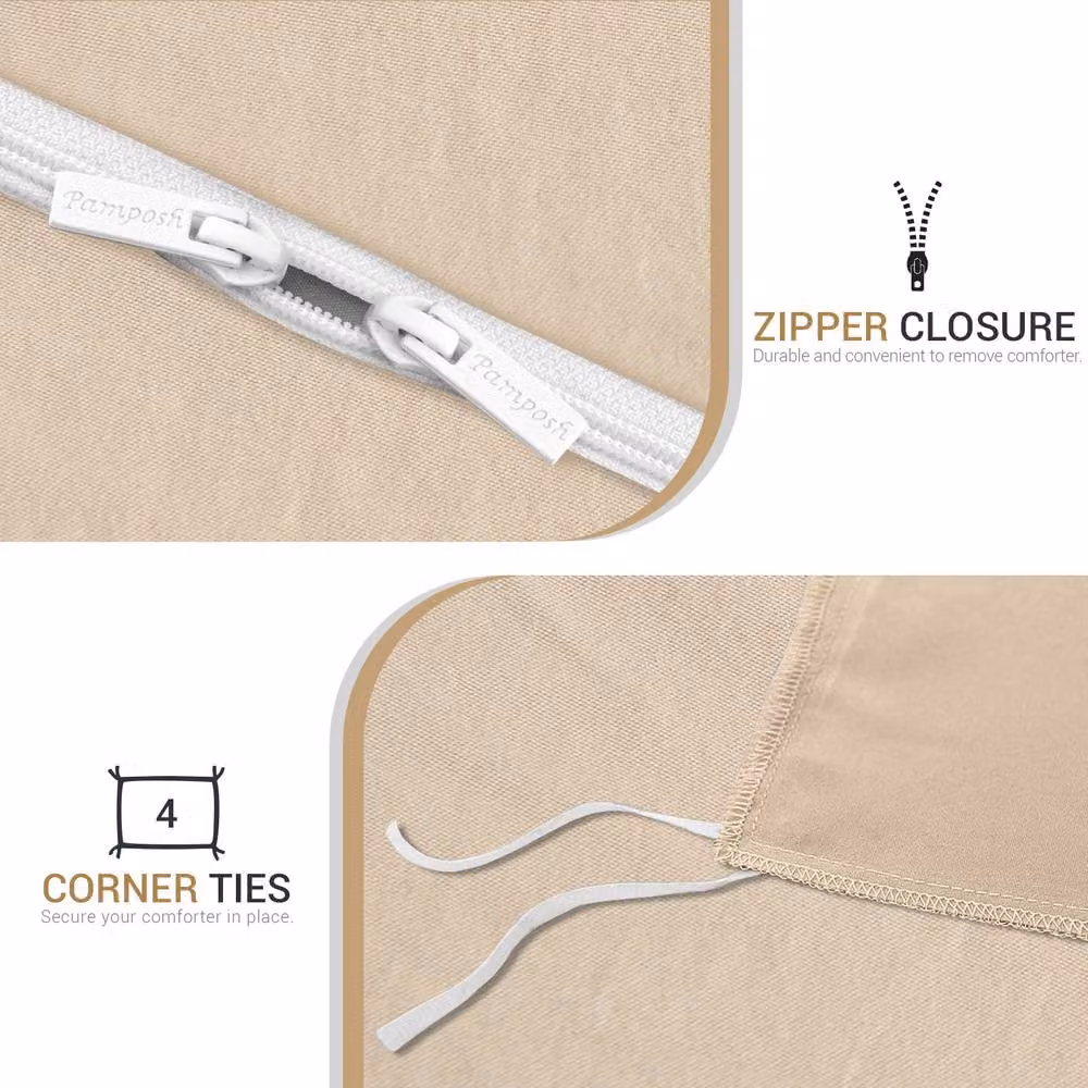 Grace Prewashed Microfibre Duvet Cover Set in Beige, King Size – 2