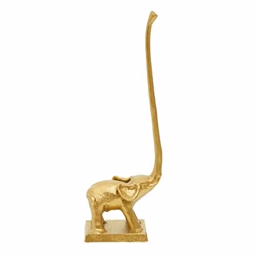 Orsina Fauna Elephant Freestanding Toilet Roll Holder in Gold, W12 x D7 x H35 cm – 1