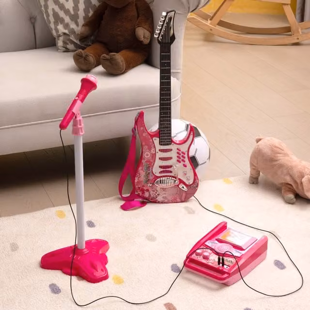 Livingandhome Pink Plastic Mini Band Music Set for Kids