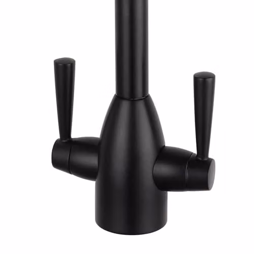 Nes Home Matt Black Modern Kitchen Sink Swivel Mixer Tap with Dual Lever – 2