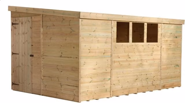Empire Sheds Empire 3000 Green Pent Garden Wood Shed with Single Door and 3 Windows