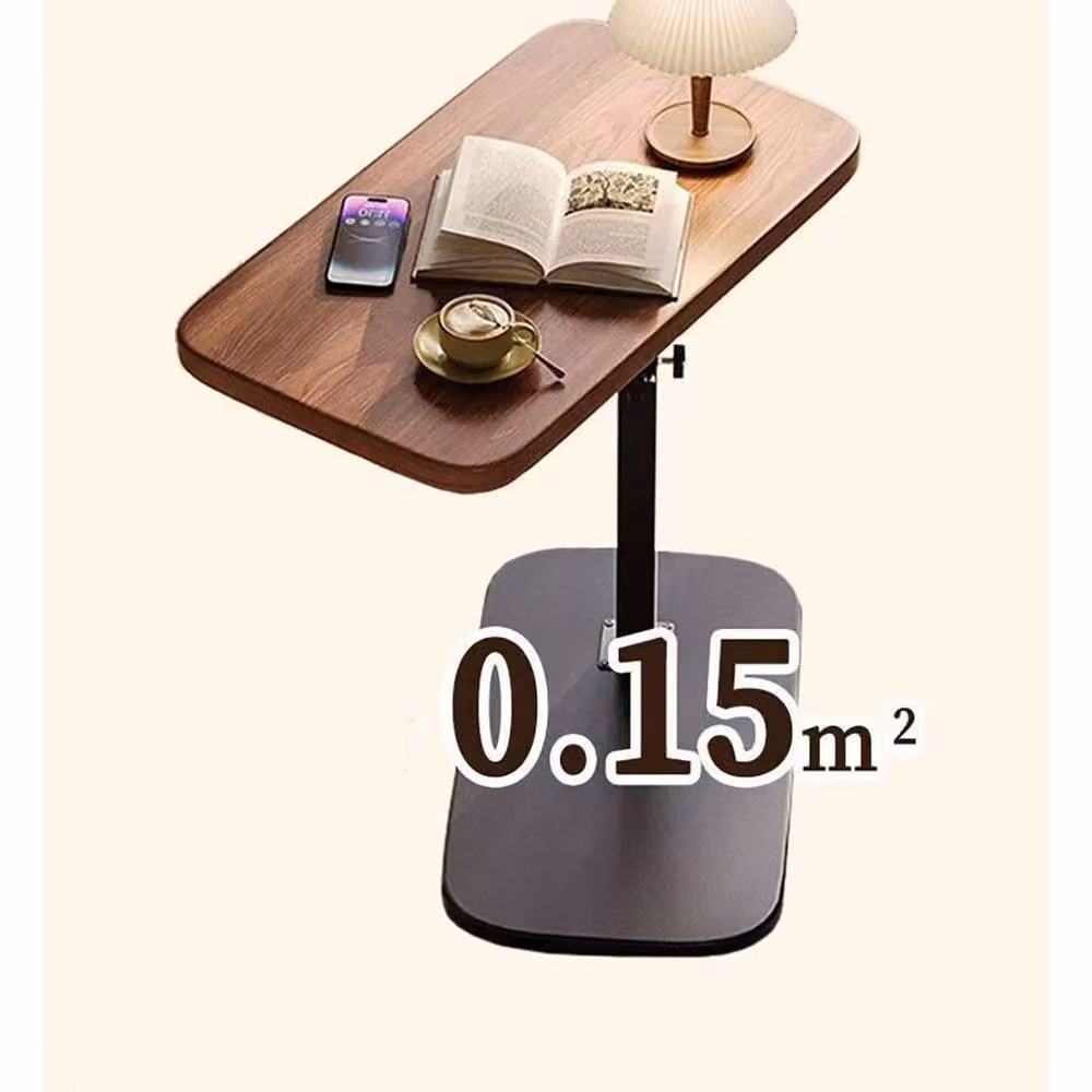 EONLION C-Shaped Adjustable Sofa Side End Table in Brown with Rotating Top – 3
