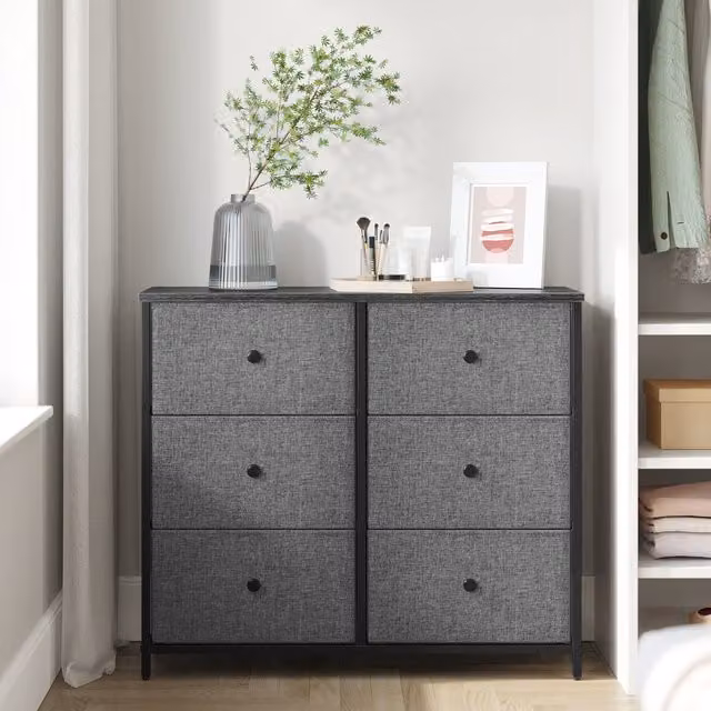 SONGMICS 6-Drawer Fabric Storage Unit in Grey