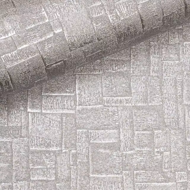 Arthouse Abstract Geometric Modern Wallpaper in Grey and Silver