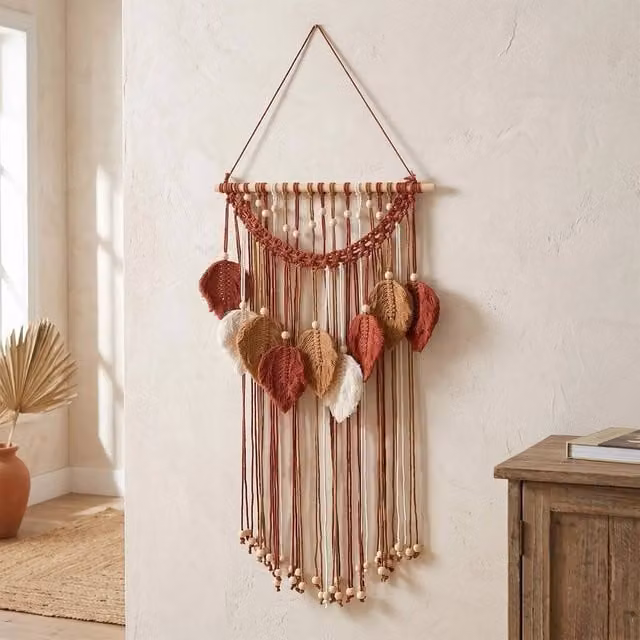 EONLION Brown Boho Macrame Wall Hanging Tapestry and Wedding Backdrop, Width: 100 cm
