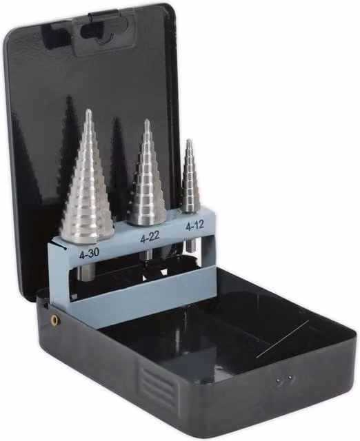 Loops 3 Piece HSS Double Flute Twist Drill Bit Set in Silver and Multicolour