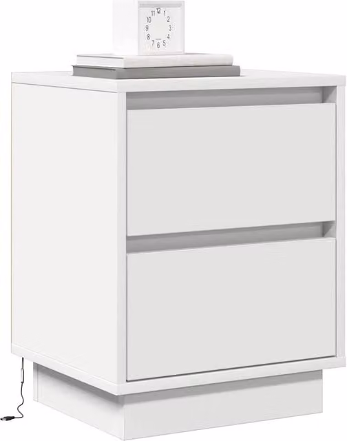 Berkfield Home White Bedside Cabinets with Integrated LED Lights, Set of 2, W/D/H: 39 x 34.5 x 50 cm – 1