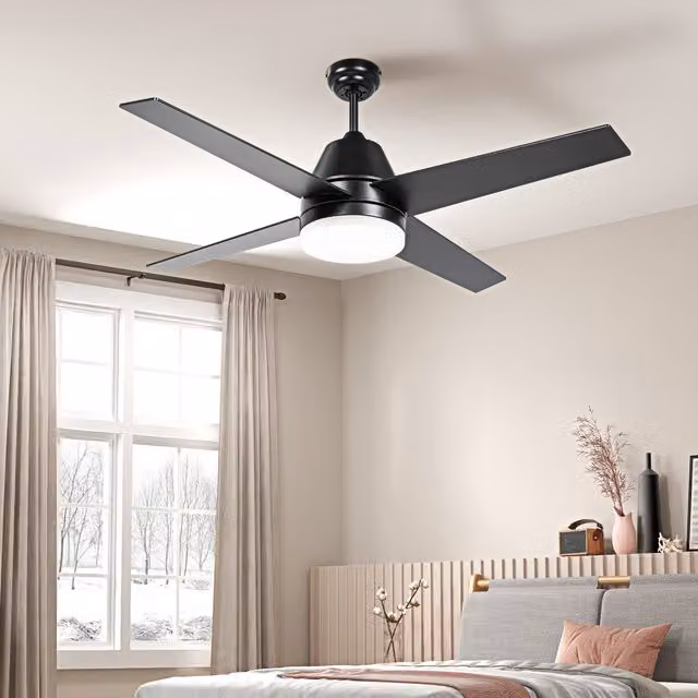 HOMCOM Reversible Ceiling Fan with LED Light, Walnut Brown, Diameter: 129 cm