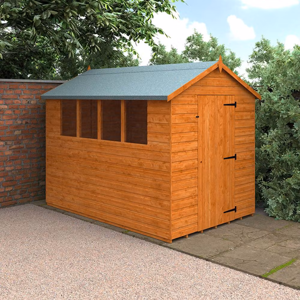 Buttercup Farm Super Apex 12mm Wooden Garden Shed in Orange and Grey, W: 274 cm, D: 183 cm – 2