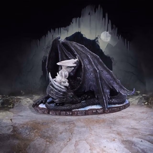 Nemesis Now Mothers Sanctuary Dragon Figurine in Black and White, Height: 18 cm