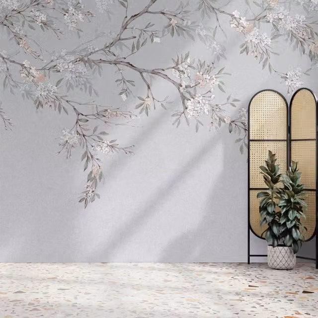 Superfresco Easy Blossom Trail Blue and Pink Floral Mural, W: 300 cm, H: 280 cm