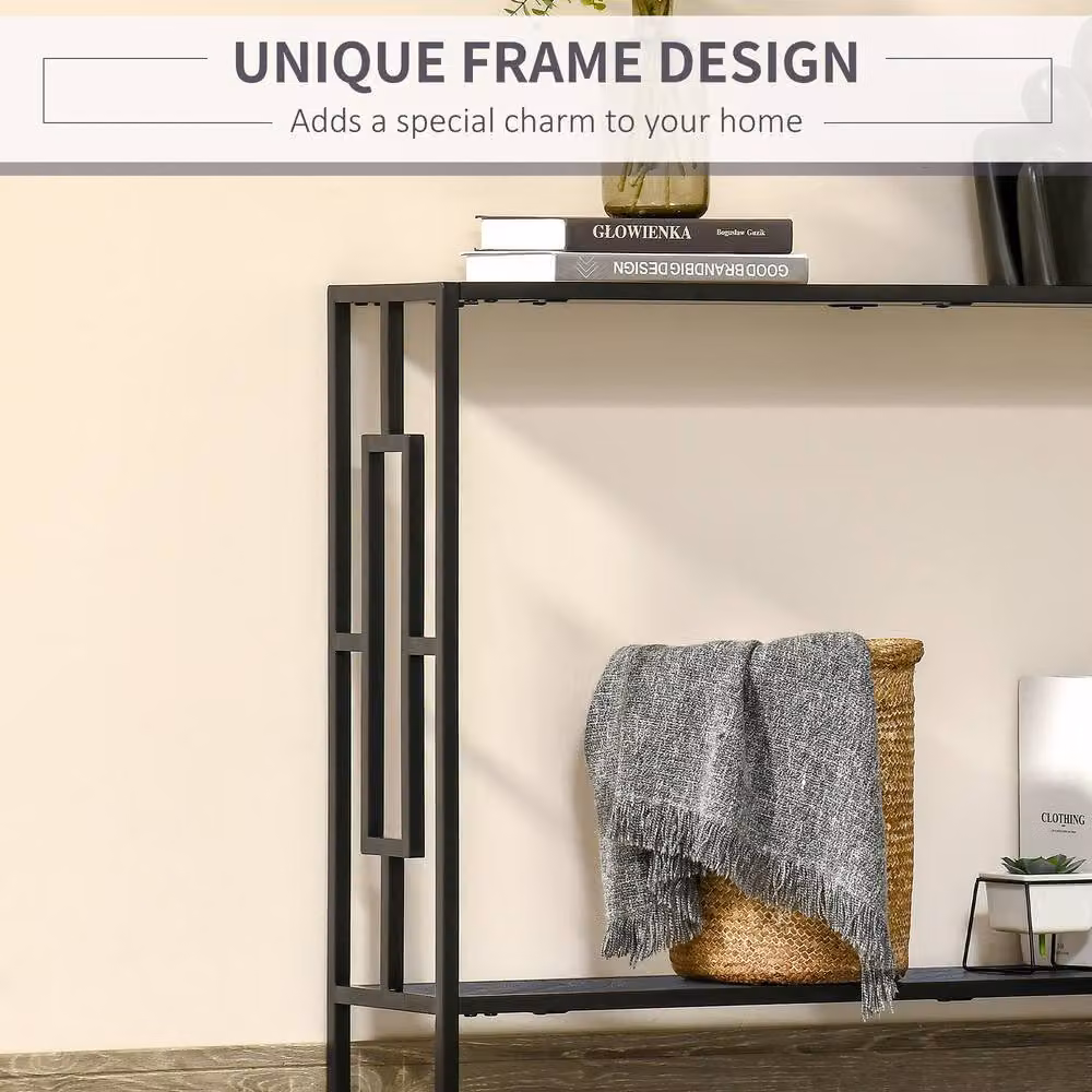 STILVORA Art Deco Console Table with 2 Shelves and Steel Frame in Grey and Black – 5
