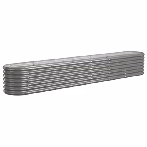 vidaXL Grey Galvanised Steel Raised Bed for Vegetable, Herb or Ornamental Gardens W/D/H: 260 x 40 x 36 cm