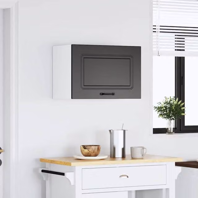 Berkfield Home Kalmar Black Kitchen Wall Cabinet in Matt Engineered Wood W/D/H: 60 x 31 x 40 cm