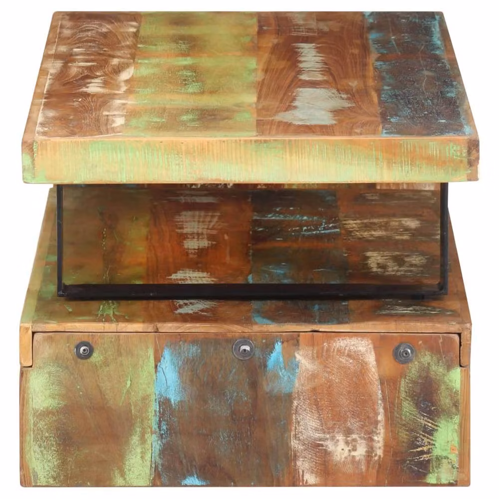 Berkfield Home 2 Piece Nested Coffee Table Set in Multicolour Reclaimed Wood and Metal – 3