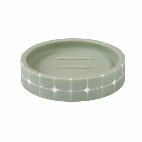 Showerdrape Mosaica Freestanding Resin Soap Dish in Green and White, W: 10.5 cm, H: 2.5 cm