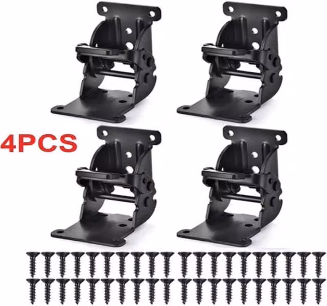 SPETLEK 4-Pack 90 Degree Self-Locking Folding Table and Chair Leg Hinges in Black