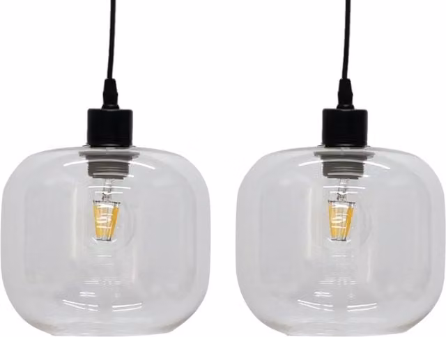 First Choice Lighting Bletch Set of 2 Transparent Glass Easy Fit Pendant Shades