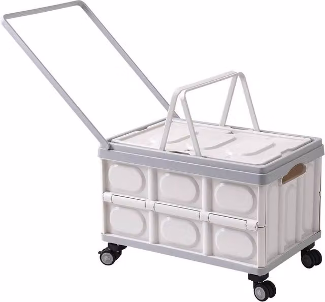 KORVIXA Beige Folding Storage Box Cart Camping Trolley Crate, W/D/H: 90 x 36 x 90 cm – 1