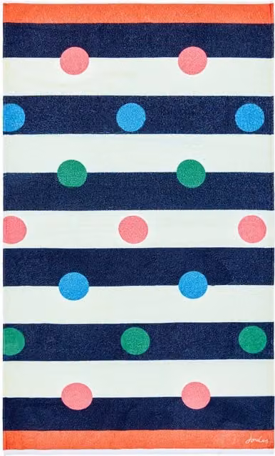 Joules Multi Spot Fluffy Cotton Terry Velour Beach Towel in Multicolour – 1