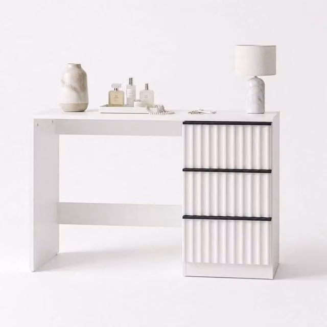 KORVIXA Modern Matt White Vanity Dressing Table with 3 Drawers W/D/H: 100 x 100 x 100 cm – 1