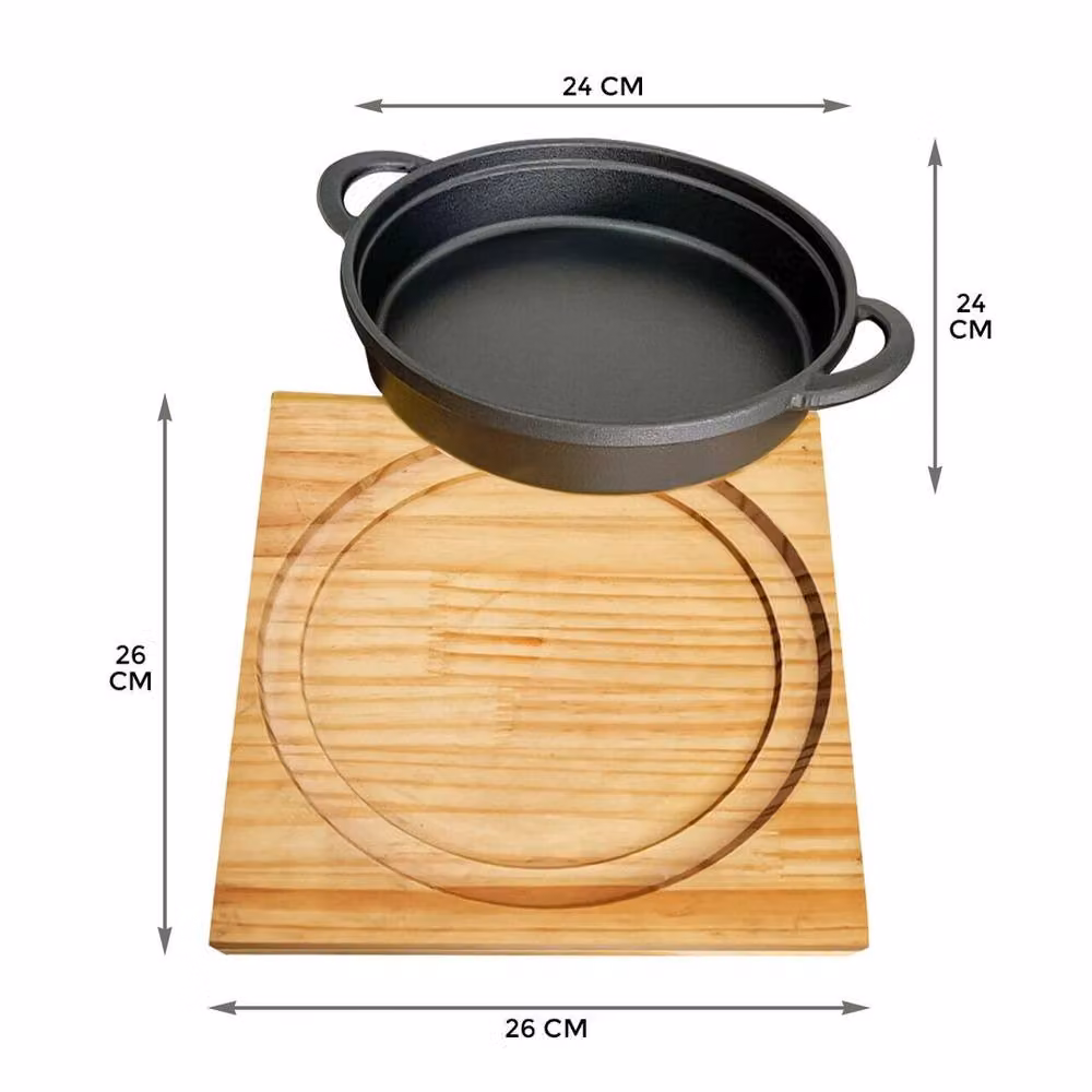 EONLION Uncoated Cast Iron Frying Pan, Black, Diameter: 100 cm – 2