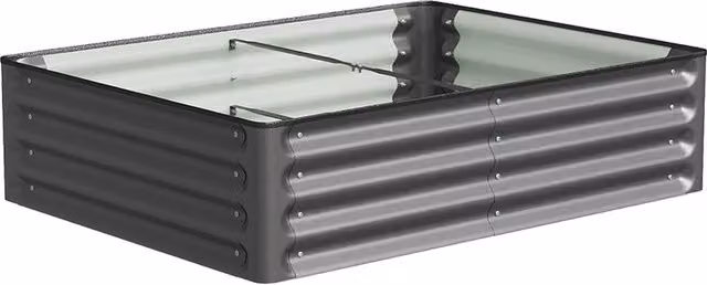 Livingandhome Metal Raised Garden Bed in Dark Grey, W: 120 cm, D: 90 cm, H: 30 cm