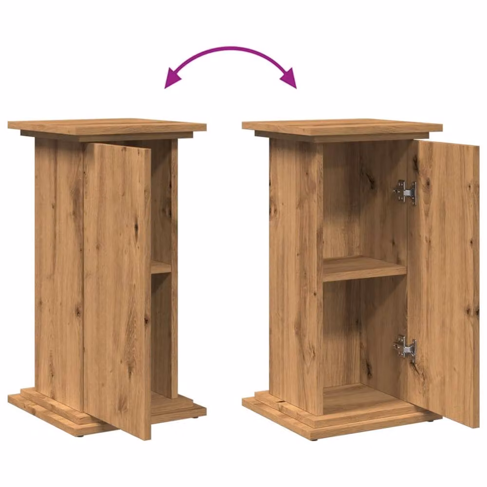 Berkfield Home Artisan Oak Display Stand with Storage in Brown, W/D/H: 31 x 30 x 60 cm – 3