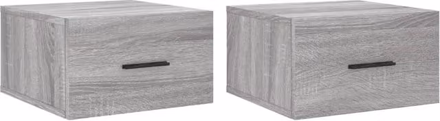 Berkfield Home Wall-mounted Bedside Cabinets, 2 Piece Set, Grey Sonoma, W/D/H: 35 x 35 x 20 cm