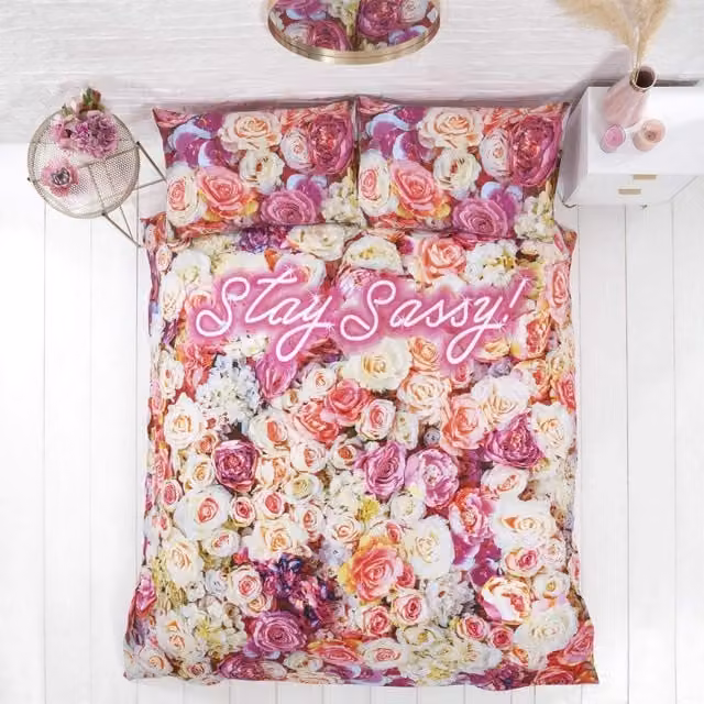 Rapport Floral Duvet Cover Set in Pink, Blue and White, W/D/H: 90 x 200 cm