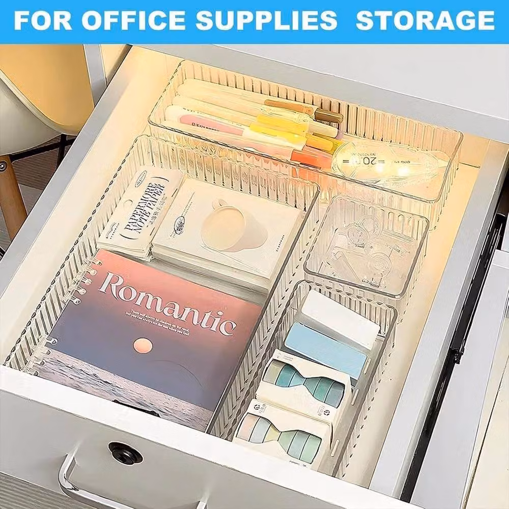 Kelvenix Stackable Clear Acrylic Cosmetic Vanity Desk Makeup Storage Box with Tray – 2