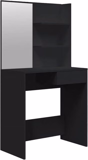 Berkfield Home Modern Dressing Table with Mirror in Black, W: 74.5 cm, D: 40 cm, H: 141 cm