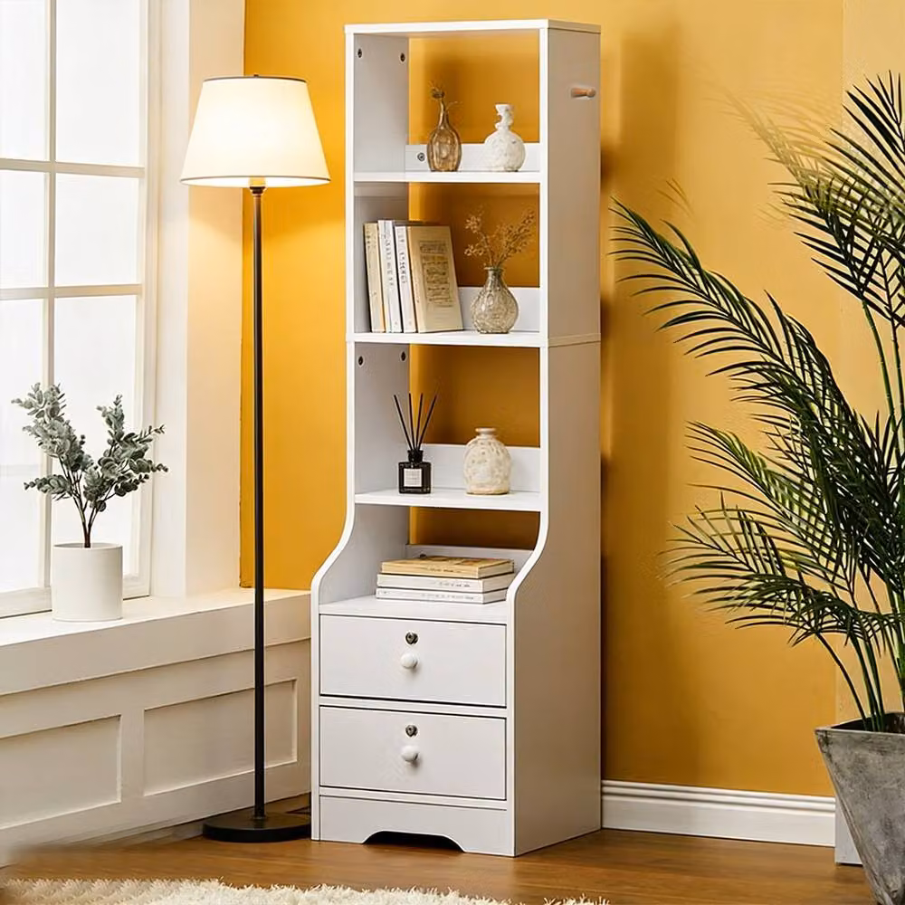 Ventryn Bedside Cabinet with 4 Open Shelves in White – 3