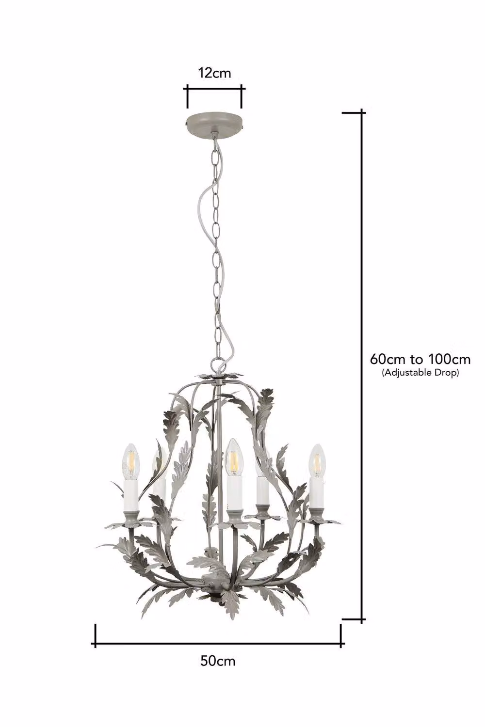 BHS Lighting Flo 5 Light Grey Metal Ceiling Chandelier – 3
