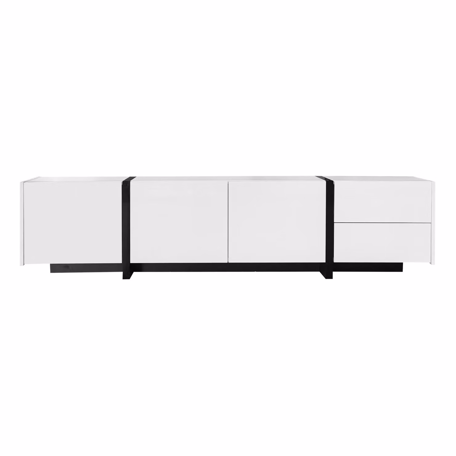 Aosom UK Modern High-Gloss Black and White TV Cabinet with 3 Doors, W: 29.5 cm, H: 40 cm, D: 29.5 cm – 2