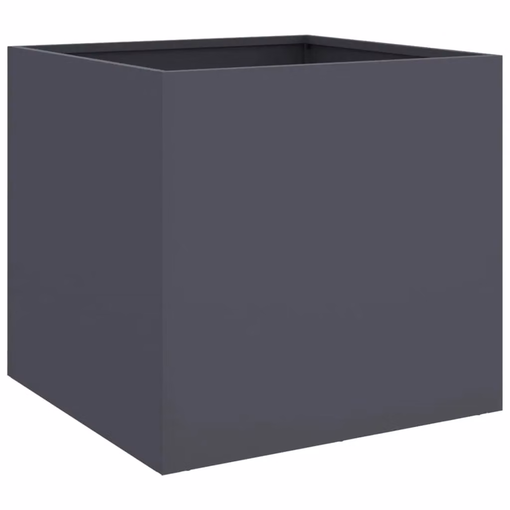 Berkfield Home Anthracite Steel Planter Tub in Black, W: 49 cm, D: 47 cm, H: 46 cm – 2