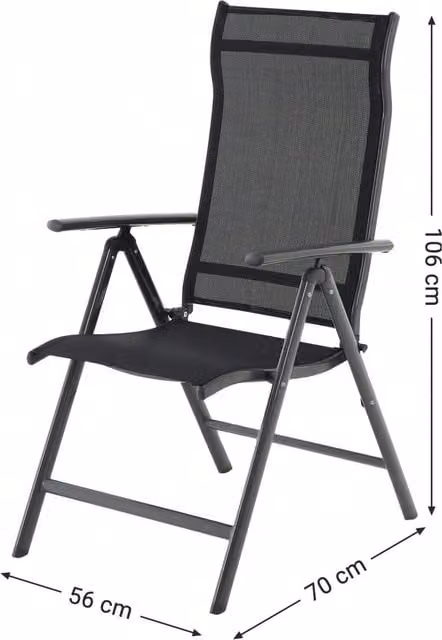 SONGMICS Set of 4 Black Folding Garden Chairs with Armrests and Aluminium Frame