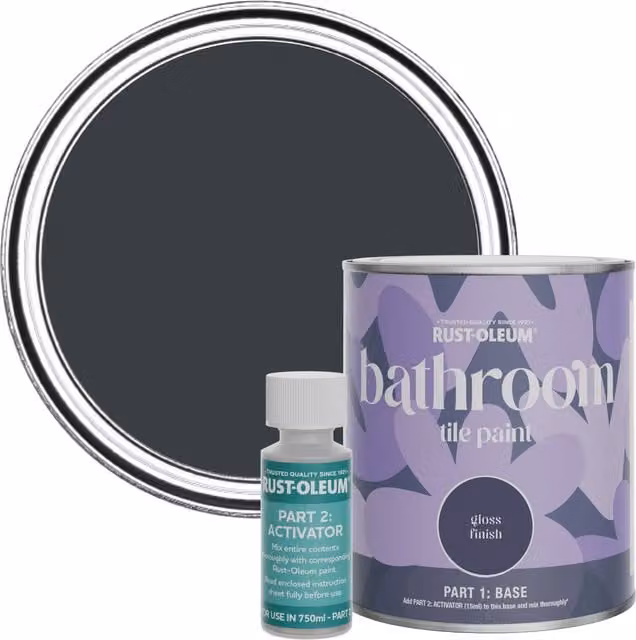 Rust-Oleum Bathroom Tile Paint in Gloss Finish, Anthracite Grey (RAL 7016), 750ml