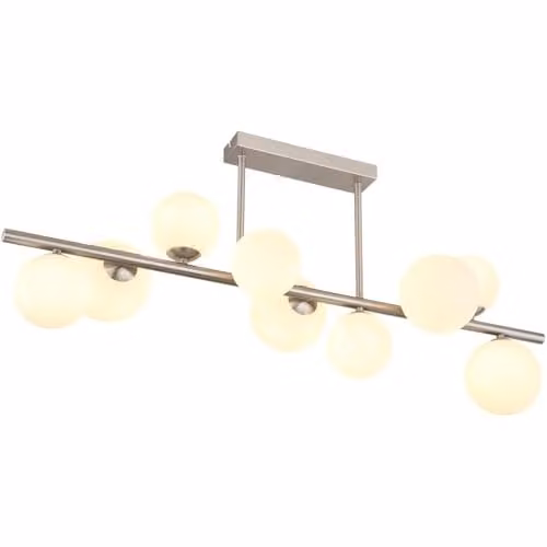Netlighting Riha Globe Ceiling Light in Grey with Opal Glass Shade, 9x G9, 3000K Warm White