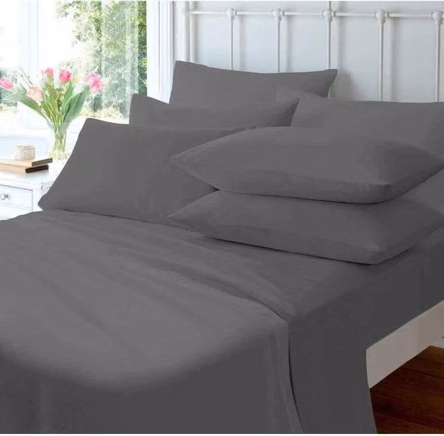 NewEdgeBlinds Plain Grey Flannelette Cotton Pillowcase Pair