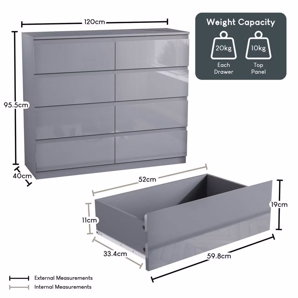 SPETLEK Wide Grey Chest of Drawers – 2