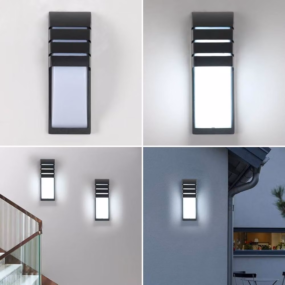Goeco 12W LED Outdoor Wall Light, IP65 Waterproof Up and Down Rectangular Garden Light in Black – 4