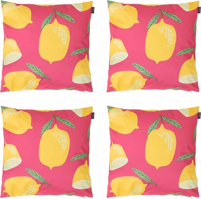 Icon Lemon Fruit Square Outdoor Cushion in Yellow and Pink
