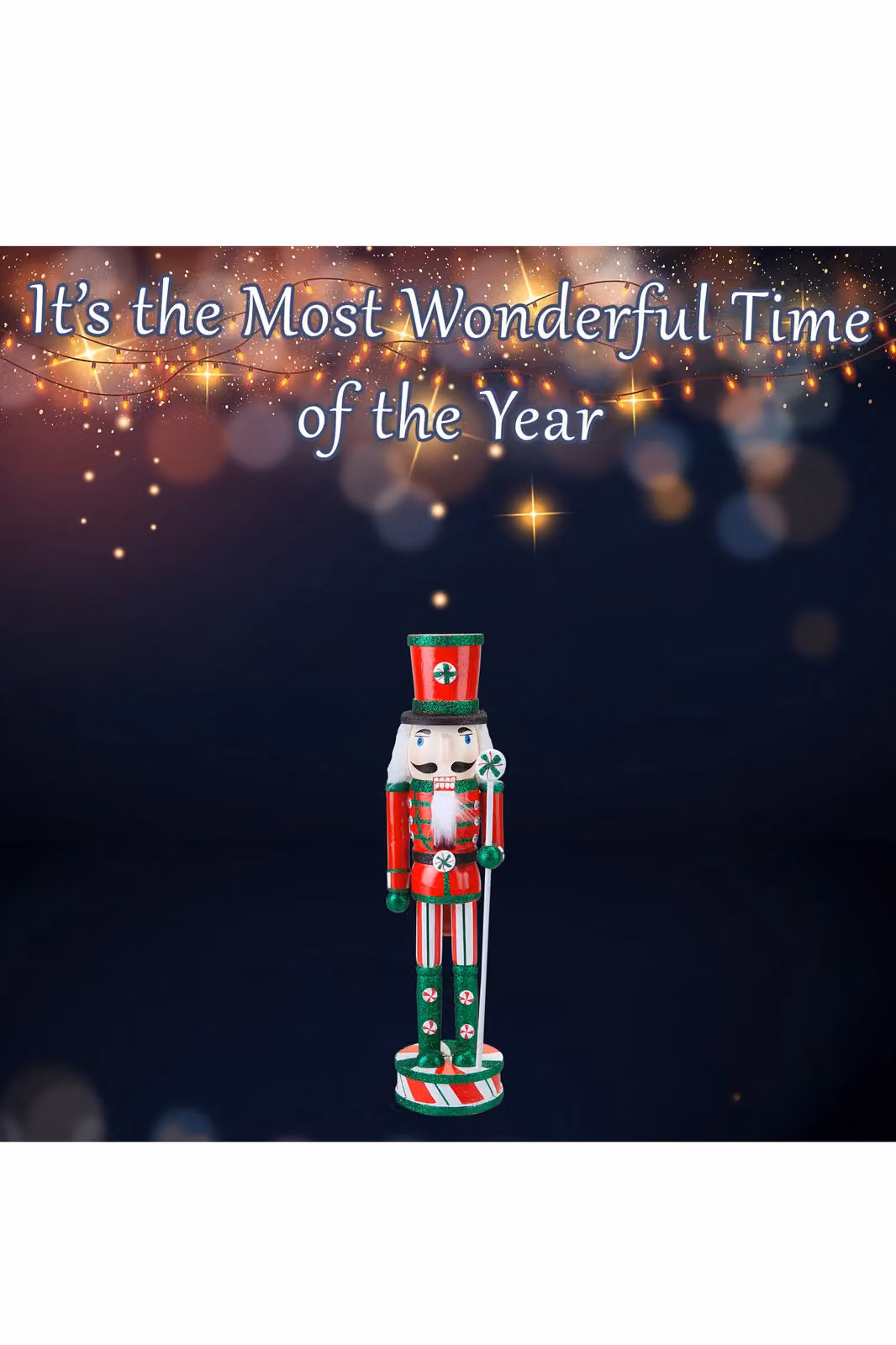 VFM e-Store Red Wooden Nutcracker Candy Christmas Decoration, W/D/H: 41.9 x 11.3 x 10 cm – 3