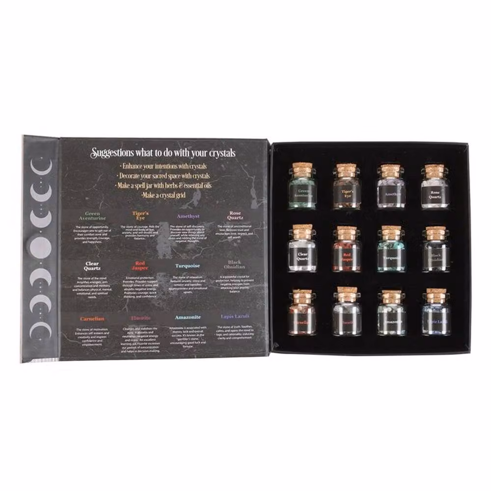 Uniqueful 12 Pack Multicolour Crystal Chip Bottle Gift Set with Stone Granulate – 2