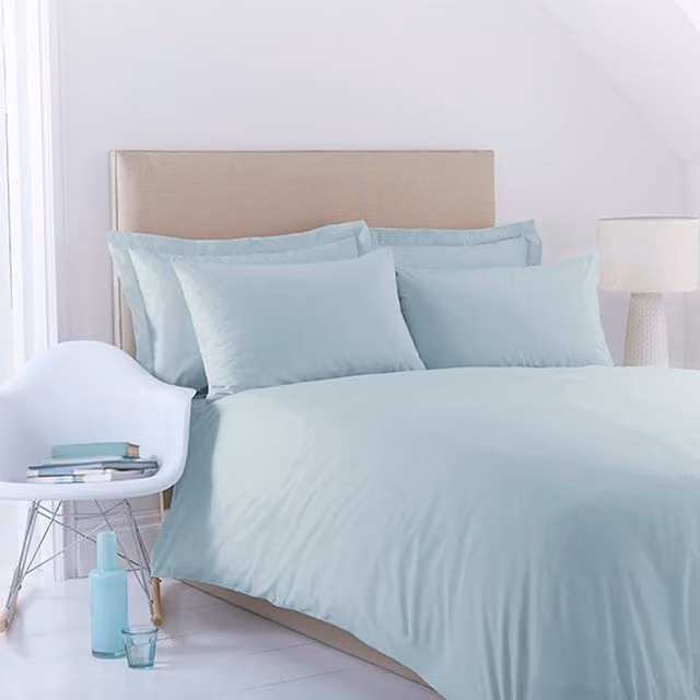 Charlotte Thomas Blue Percale Cotton and Polyester Duvet Cover Set