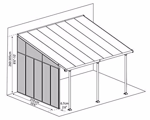 Palram Canopia 4 Series Patio Cover Sidewall in Grey and Transparent Acrylic – 2