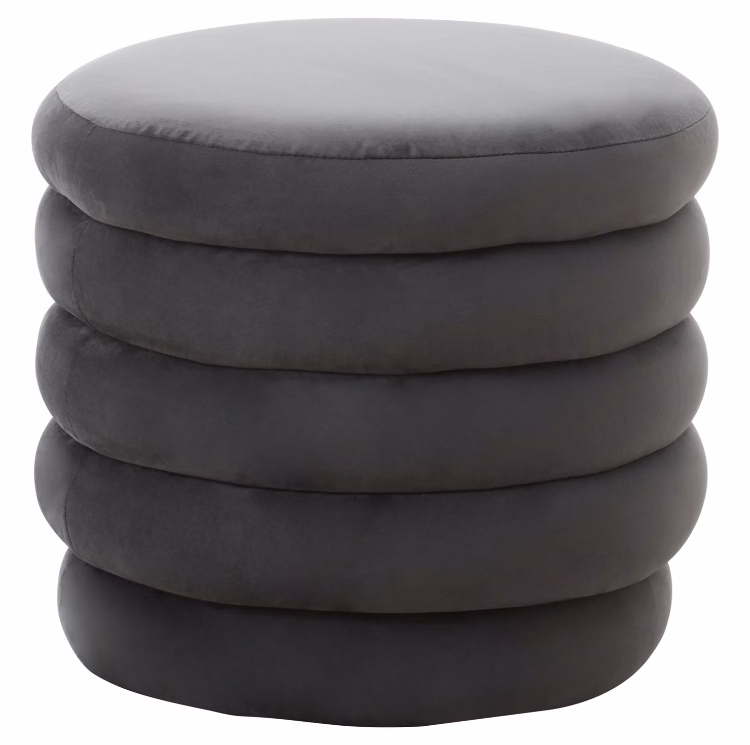 Orsina Mink Grey Velvet Round Cylindrical Footstool – 3